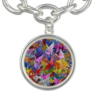 1,000 Origami Paper Cranes Photo Charm Bracelet