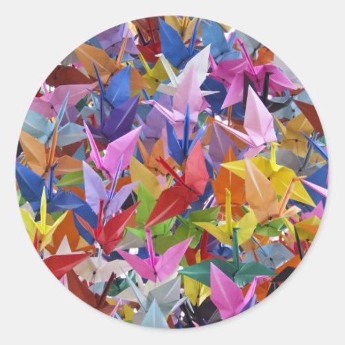 1000 Origami Paper Cranes Photo Classic Round Sticker