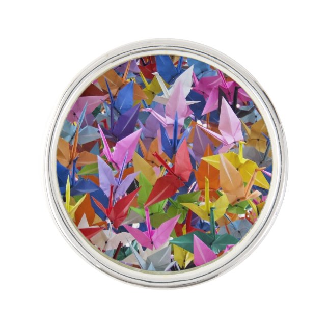 1,000 Origami Paper Cranes Photo Lapel Pin (Front)