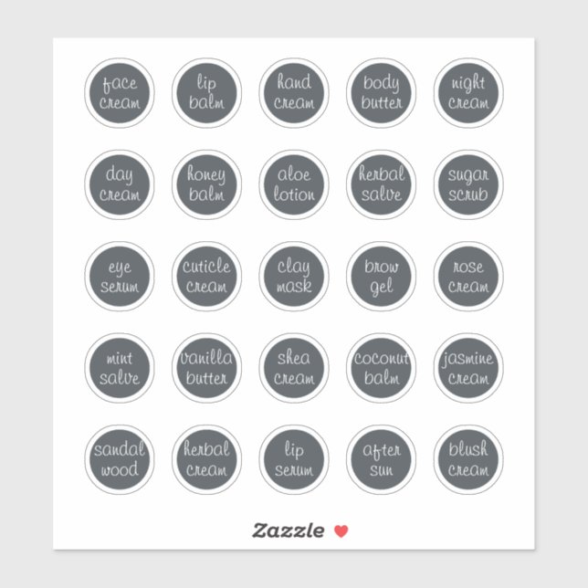 1.14" Black Customizable Cosmetic Jar Cream Balm Sticker (Sheet)