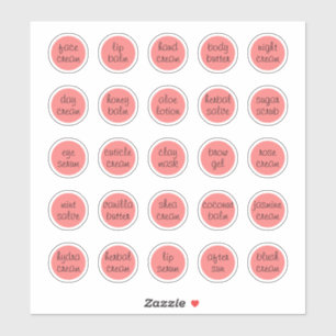 1.14" Coral Custom Cosmetic Jar Cream Balm  Sticker