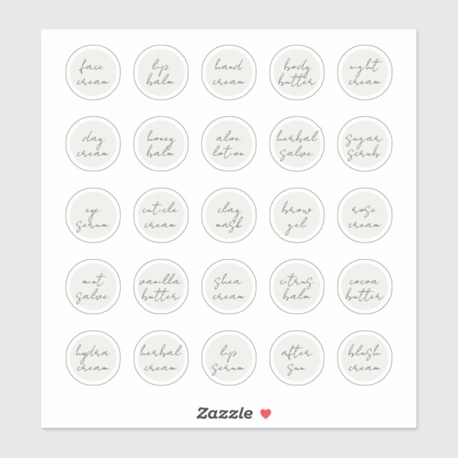 1.14" White Customizable Cosmetic Jar Cream Balm Sticker (Sheet)