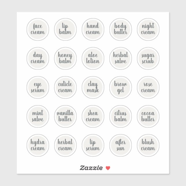 1.14" White Customizable Cosmetic Jar Cream Balm Sticker (Sheet)