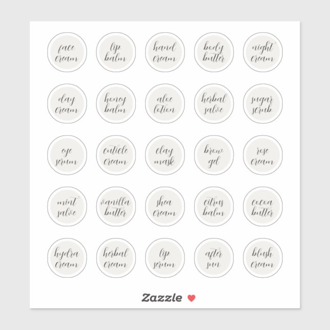 1.14" White Customizable Cosmetic Jar Cream Balm Sticker (Sheet)