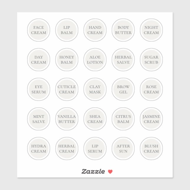 1.14" White Customizable Cosmetic Jar Cream Balm Sticker (Sheet)