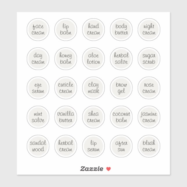 1.14" White Customizable Cosmetic Jar Cream Balm Sticker (Sheet)