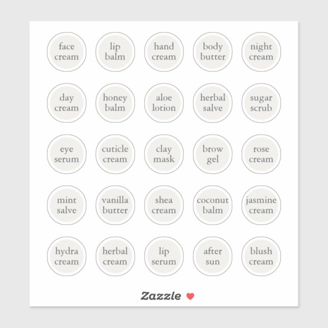 1.14" White Customizable Cosmetic Jar Cream Balm Sticker (Sheet)