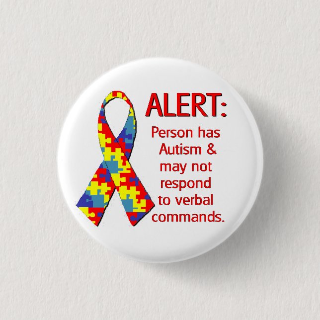 (1 1/4") Autism Alert 1 Pinback Button (Front)