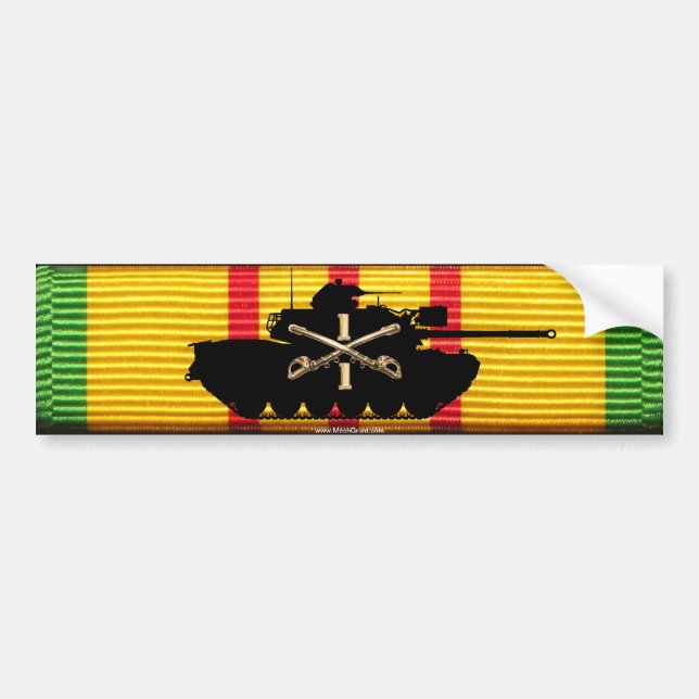 1/1st Cavalry M48A3 on VSM Ribbon Bumper Sticker (Front)