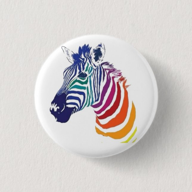 1.25" Badge - Rainbow Zebra Button (Front)