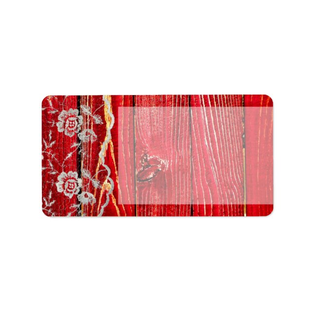1.25"x2.75" Mailing Address Country Lace Red Wash Label (Front)