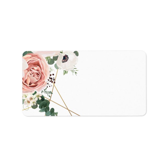 1.25"x2.75" Mailing Address Geometric Garden Rose Label (Front)