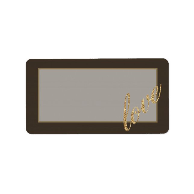 1.25"x2.75" Mailing Address Gold Foil Glitter Love Label (Front)
