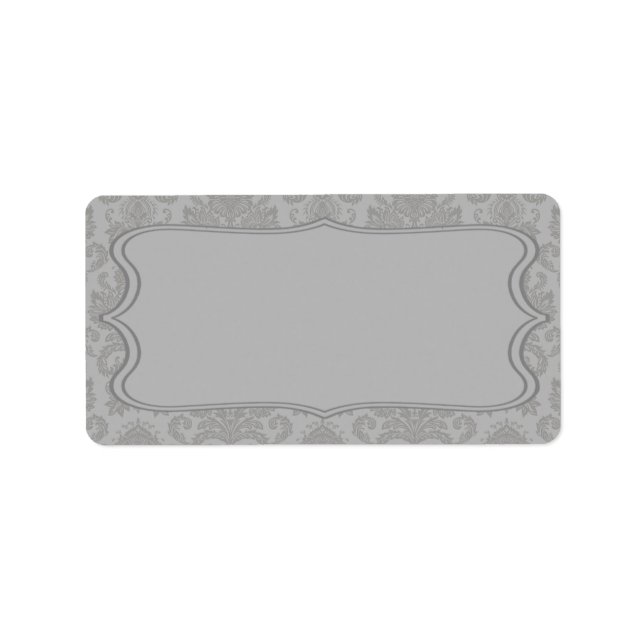 1.25"x2.75" Mailing Address Modern Gray Damask Lac Label (Front)