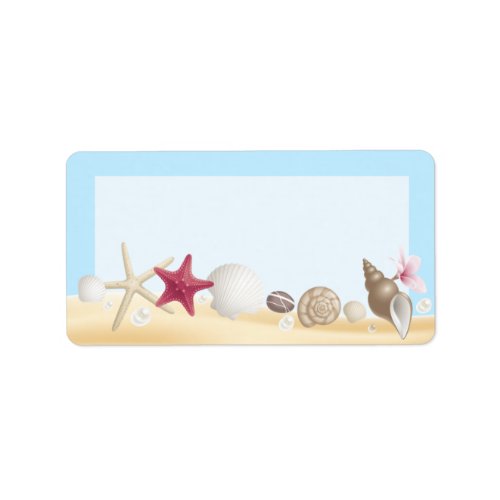 125x275 Mailing Address Sea Shells Beach Sand Label