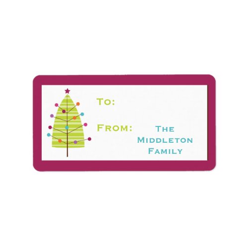 125x275 Modern Christma Tree Stick On Gift Tag