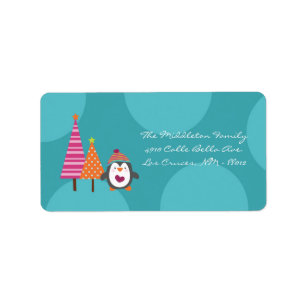 1.25"x2.75" Modern Penguin Tree Mailing Label