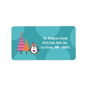 1.25"x2.75" Modern Penguin Tree Mailing Label