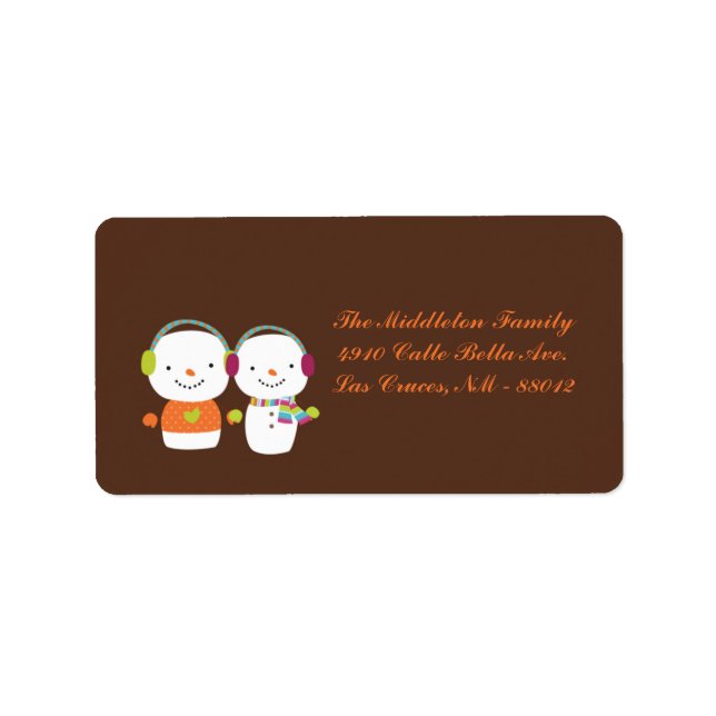 1.25"x2.75" Modern Snowman Flake Mailing Label (Front)