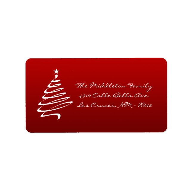 1.25"x2.75" Red White XMAS Tree Mailing Label (Front)