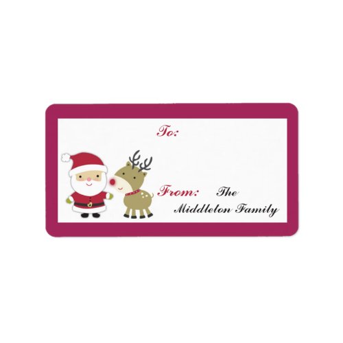 125x275 Santa Rudolf Reindee Stick On Gift Tag