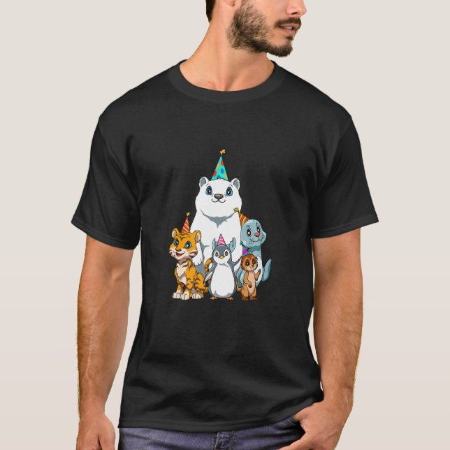 1 2 3 Birthday Animals  Kids Birthday Party T-Shirt (Front)
