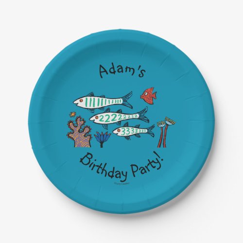 1 2 3 Fish with Little Fish and Coral Paper Plates