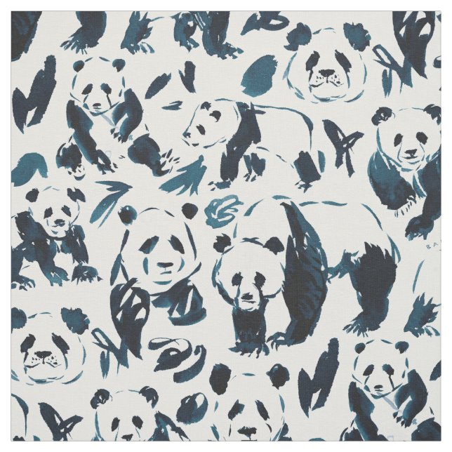 1-2-3 PANDAS Cute Sketchy Pandas Fabric (Swatch)