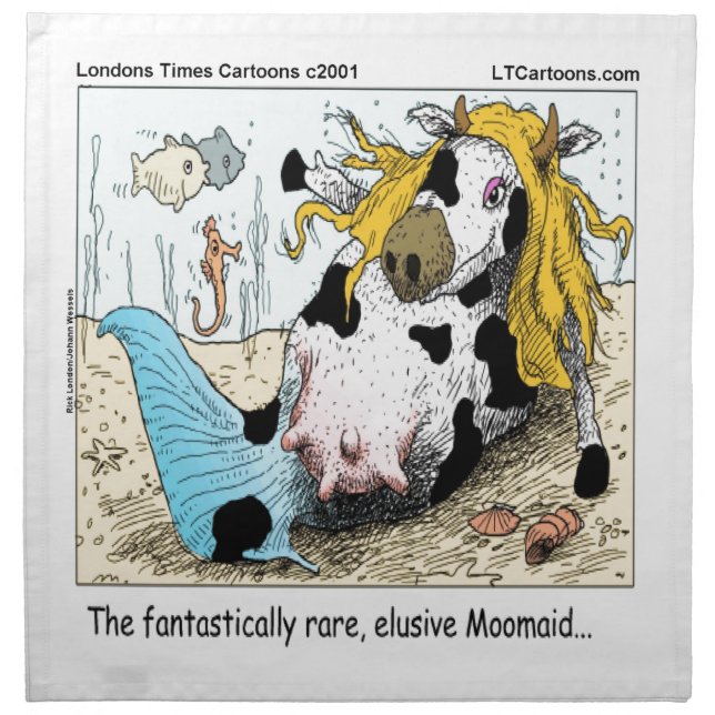 1/2 Cow 1/2 Mermaid Moomaid Funny Cloth Napkin (Front)