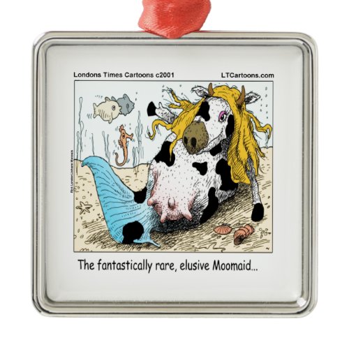 1/2 Cow 1/2 Mermaid Moomaid Funny Metal Ornament