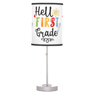 1/2- Hello First Grade Shirt, First Grade Student Table Lamp