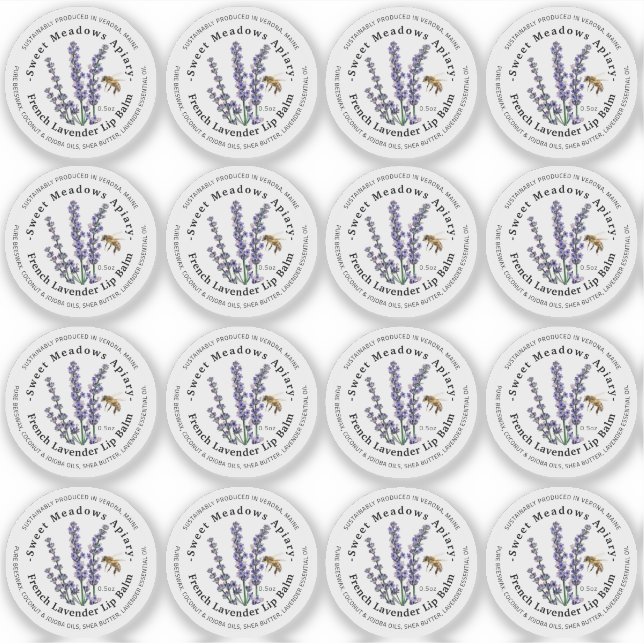 1.33" Lip Balm 0.5 oz Metal Container Lid Label (Front)