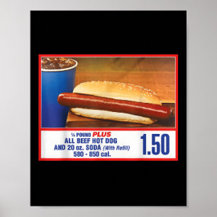 $1.50 Food Court Hot Dog And Soda Combo  Poster