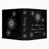1.5" Black Silver Glitter Snowflake Wedding BINDER (Background)