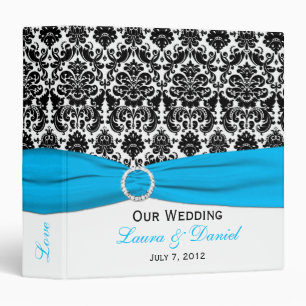 1.5" Blue, Black, and White Damask Wedding Binder