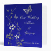 1.5" Blue, Silver Floral, Butterfly Wedding Binder (Front/Inside)
