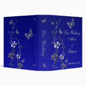 1.5" Blue, Silver Floral, Butterfly Wedding Binder (Background)