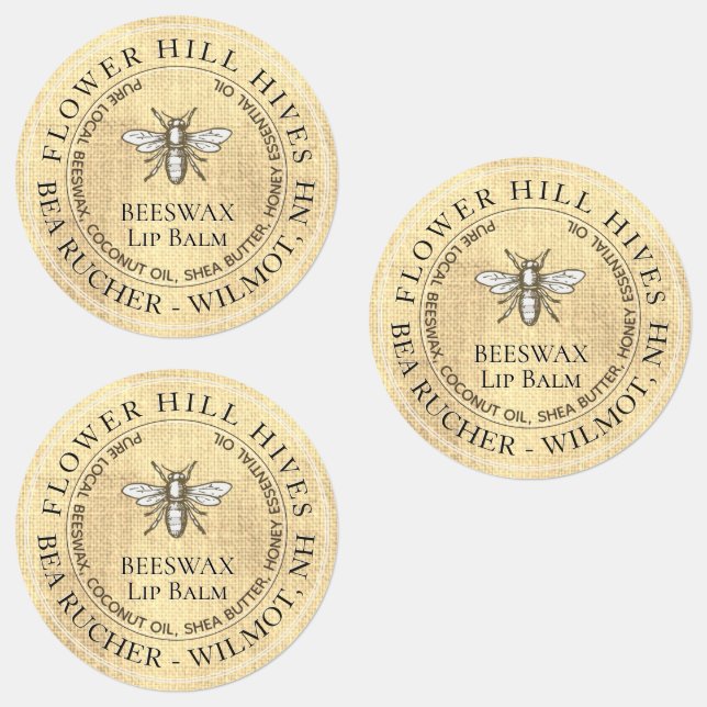 1.5" Durable Vinyl Lip Balm Container Yellow Label (Group)