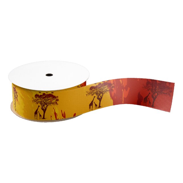 1.5" Grosgrain Ribbon African Safari Giraffe Sun (Spool)