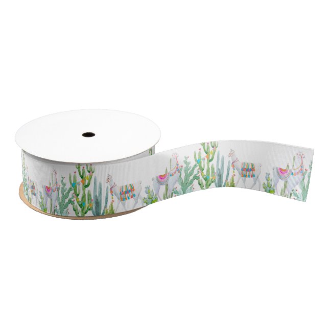 1.5" Grosgrain Ribbon Boho Llama Bohemian Cacti De (Spool)