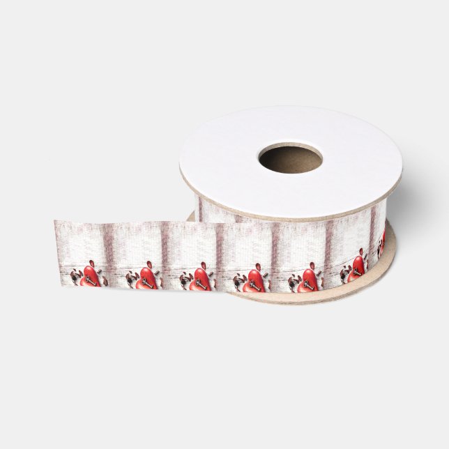 1.5" Grosgrain Ribbon Country Wood Key to my Heart (Spool)