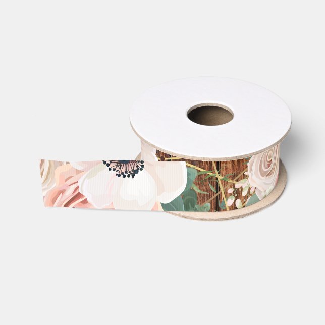 1.5" Grosgrain Ribbon Geometric Garden Rose Barn (Spool)