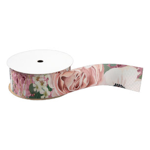 1.5" Grosgrain Ribbon Geometric Garden Rose Glitte