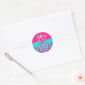 1.5" Hot Pink, Turquoise Damask Sweet 16 Sticker (Envelope)