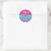 1.5" Hot Pink, Turquoise Damask Sweet 16 Sticker (Bag)