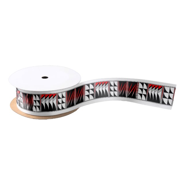 1.5 Inch Blessed Feathers in Red Satin Ribbon (Spool)