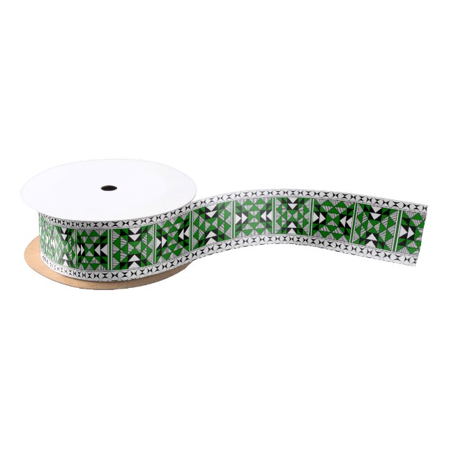 1.5 Inch Sacred Mountains in Green Satin Ribbon (Spool)
