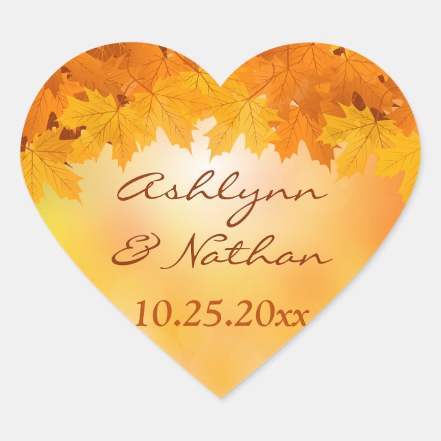 1.5" Maple Leaves Autumn Splendor Wedding Sticker (Front)
