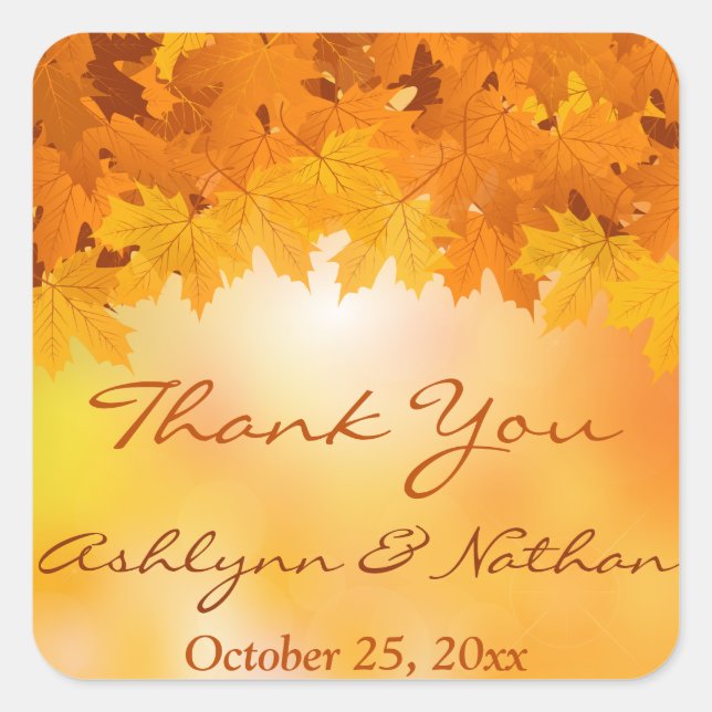 1.5" Maple Leaves Autumn Splendor Wedding Sticker (Front)