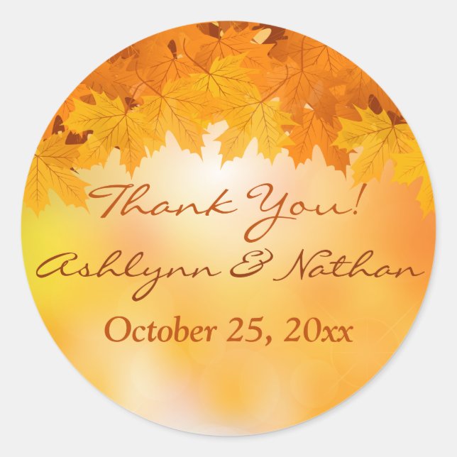 1.5" Maple Leaves Autumn Splendor Wedding Sticker (Front)